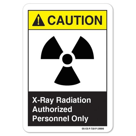 SIGNMISSION ANSI Caution Sign, X-Ray Radiation Authorized, 5in X 3.5in Decal, 3.5" H, 5" W, Landscape OS-CS-D-35-L-19806